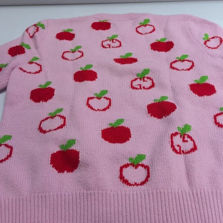 Gucci Gucci Pink Apple Pattern Wool Sweater-2507 Size L / US 10 / IT 46 - 4 Thumbnail