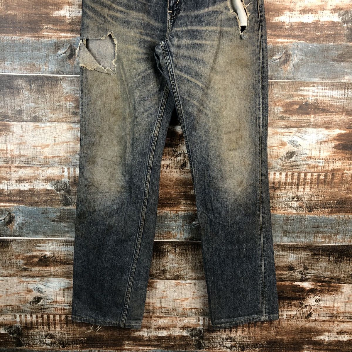 Levi's 503 Levis Blue ripped distressed Denim jeans #A2615 Size US 30 / EU 46 - 3 Thumbnail