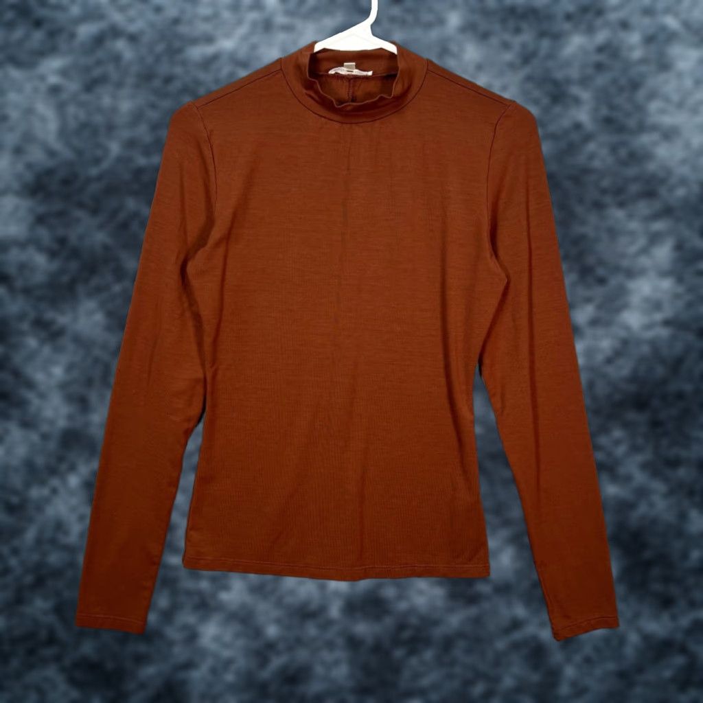 Reformation Reformation Top Shirt Womens Small Brown Long Sleeve Turtleneck Pullover Casual Knit Stretch Everyday Basic Size S / US 4 / IT 40 - 1 Thumbnail
