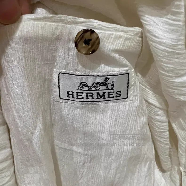 Hermes Hermes Off-White Linen Pleated Blazer Jacket Size 48R - 5 Thumbnail