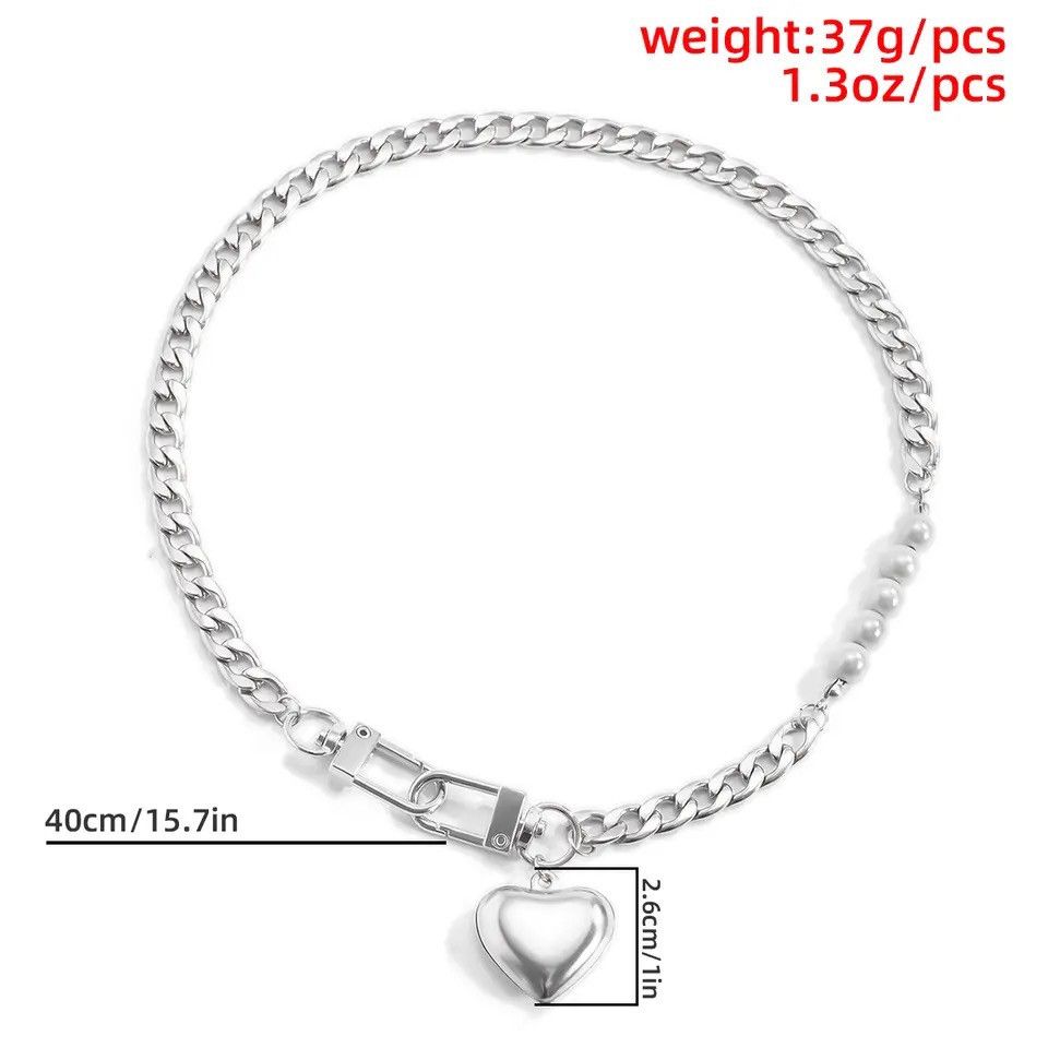 Jewelry × Vintage Salircon Punk Stainless Steel Heart Pendant Necklace Size ONE SIZE - 6 Thumbnail