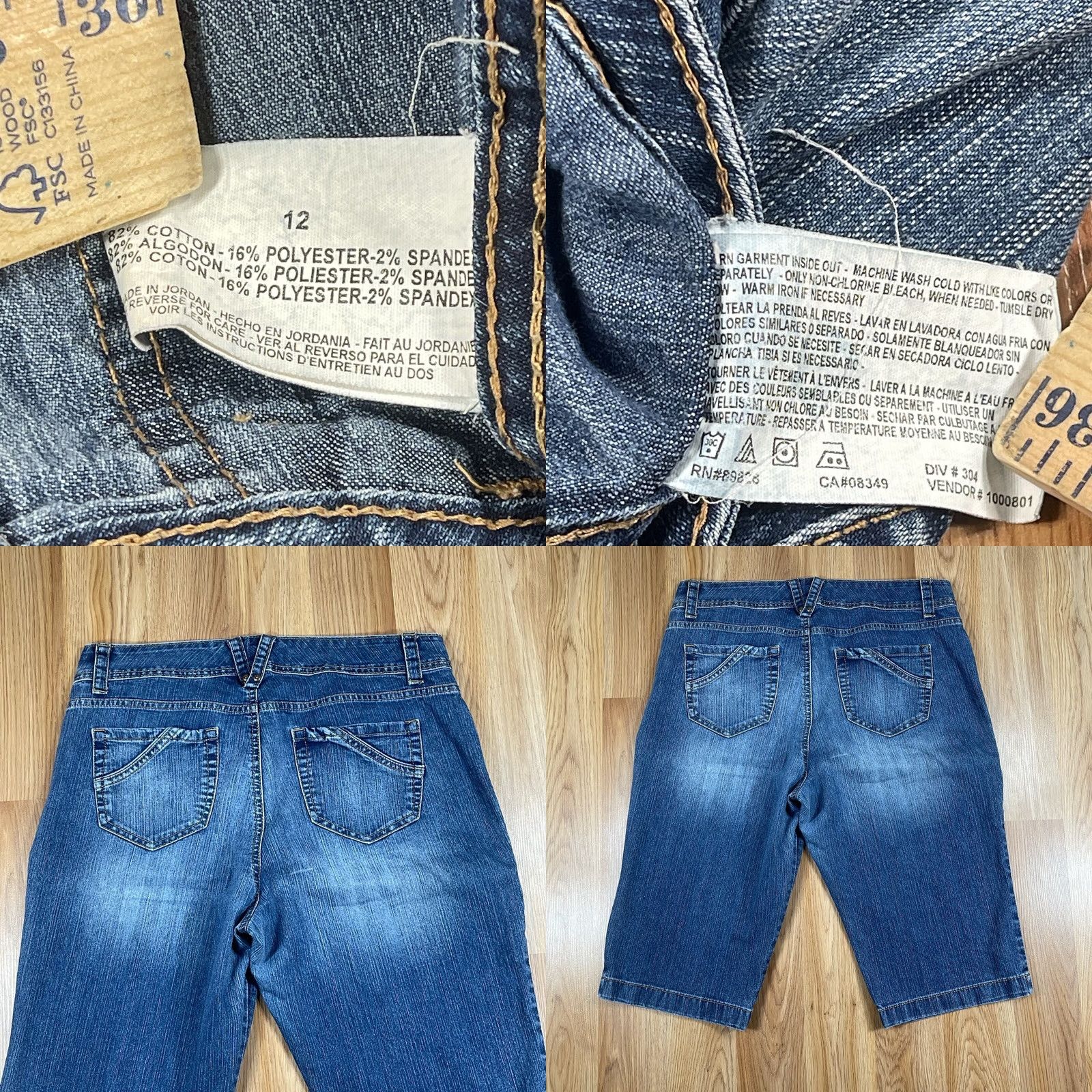 Vintage Bandolinoblu Jeans Capri Womens 12 Stretch Crop Denim Shorts Flat Front Pockets Blue Size 34" / US 12 / IT 48 - 9 Thumbnail