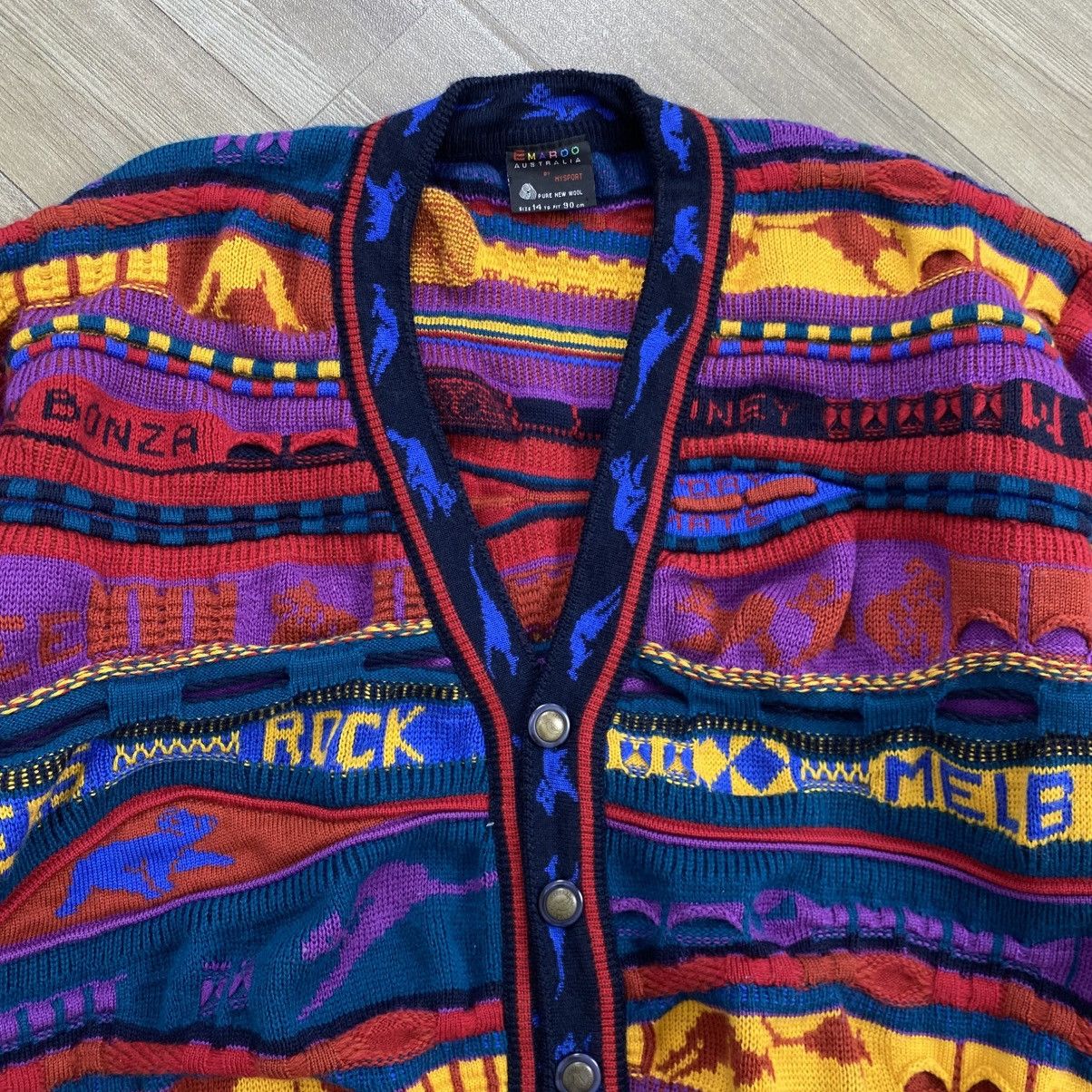 Coogi Vtg Emaroo Australia Coogi Style 3D Coloured Knit Cardigan 