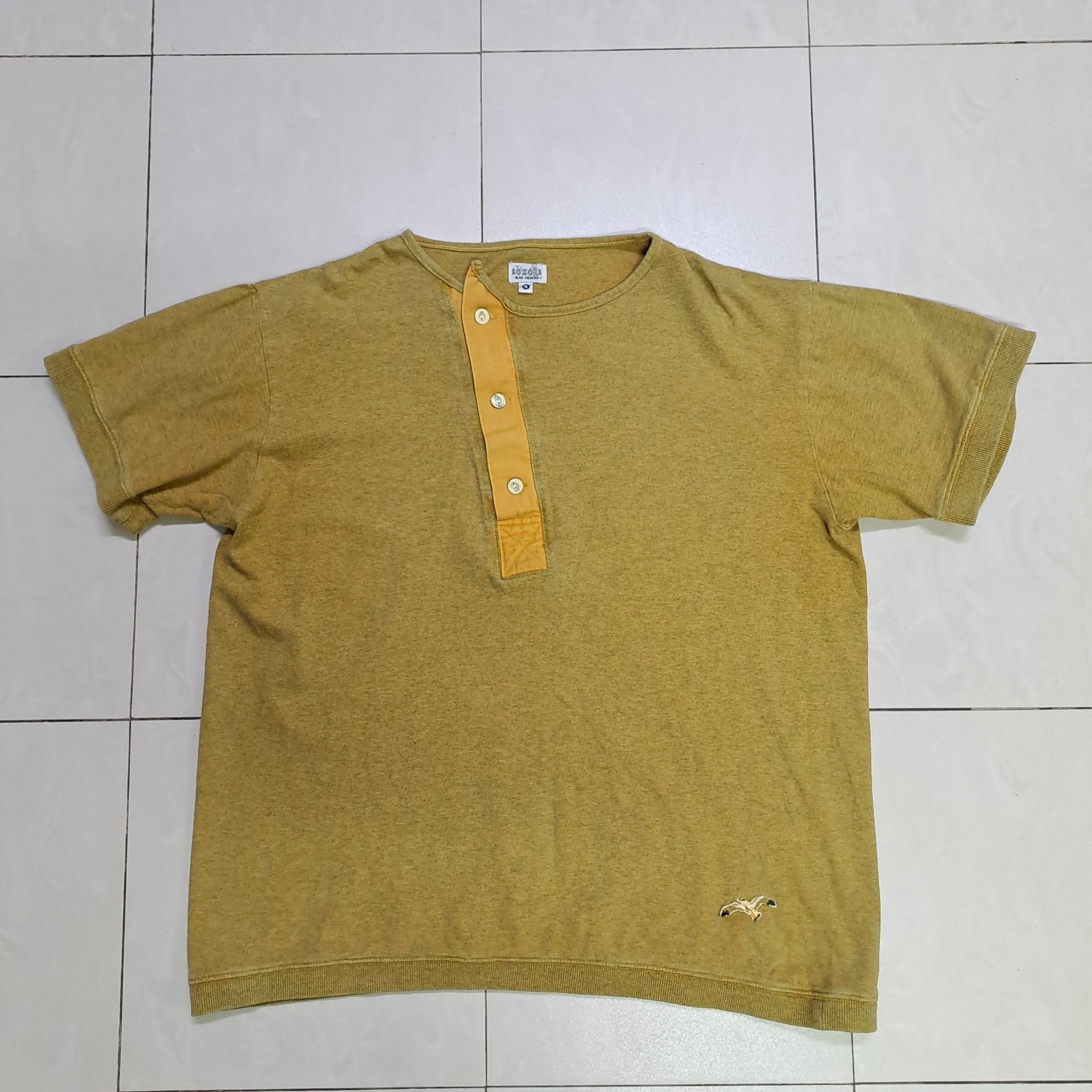 Japan Blue Aozora Blue Heaven Henley T Shirt Size US M / EU 48-50 / 2 - 1 Thumbnail