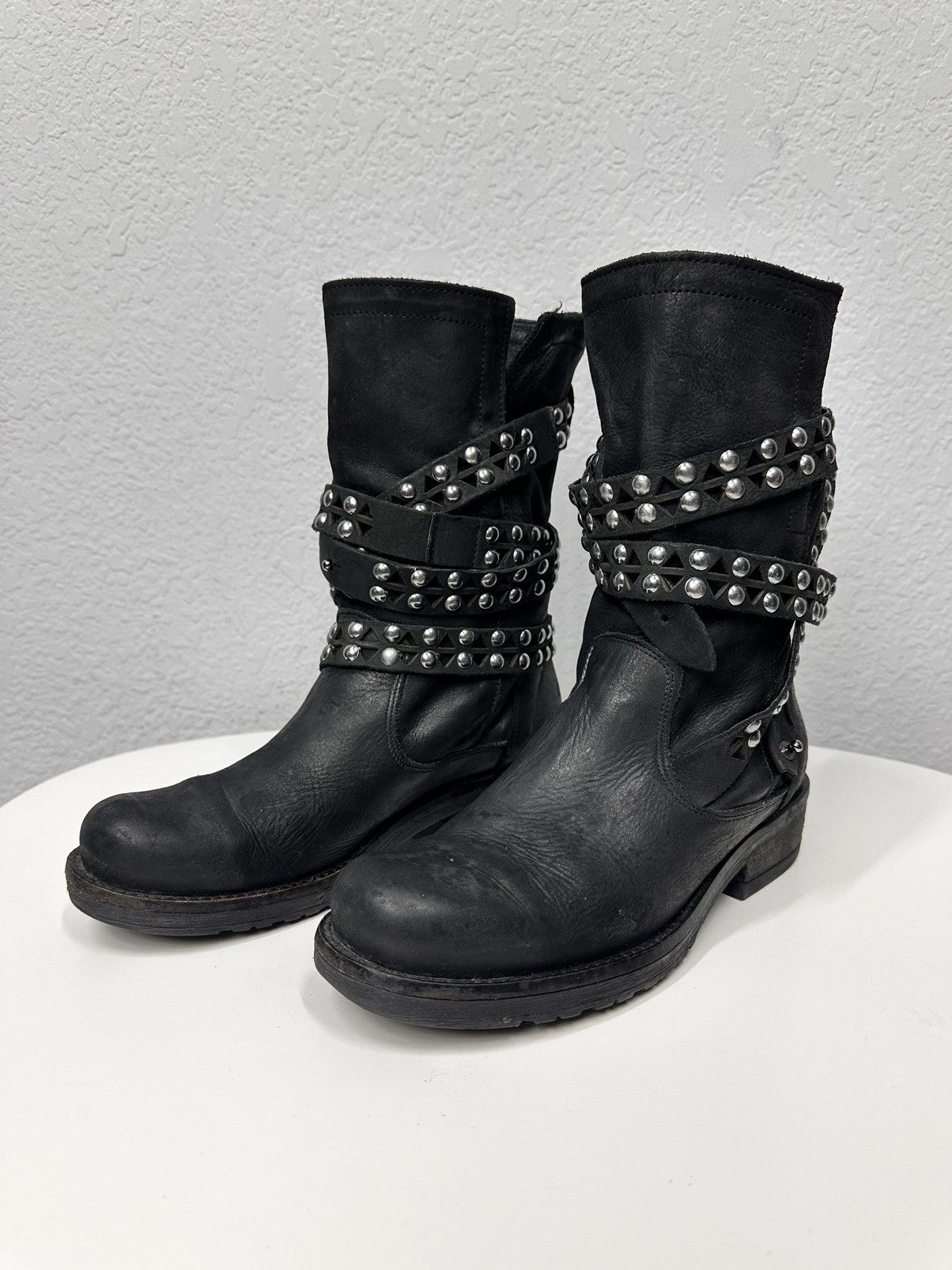 A.S.98 Vintage Metal Zip Leather Boots AS 98 Western Gothic Rick Size US 7 / IT 37 - 5 Thumbnail