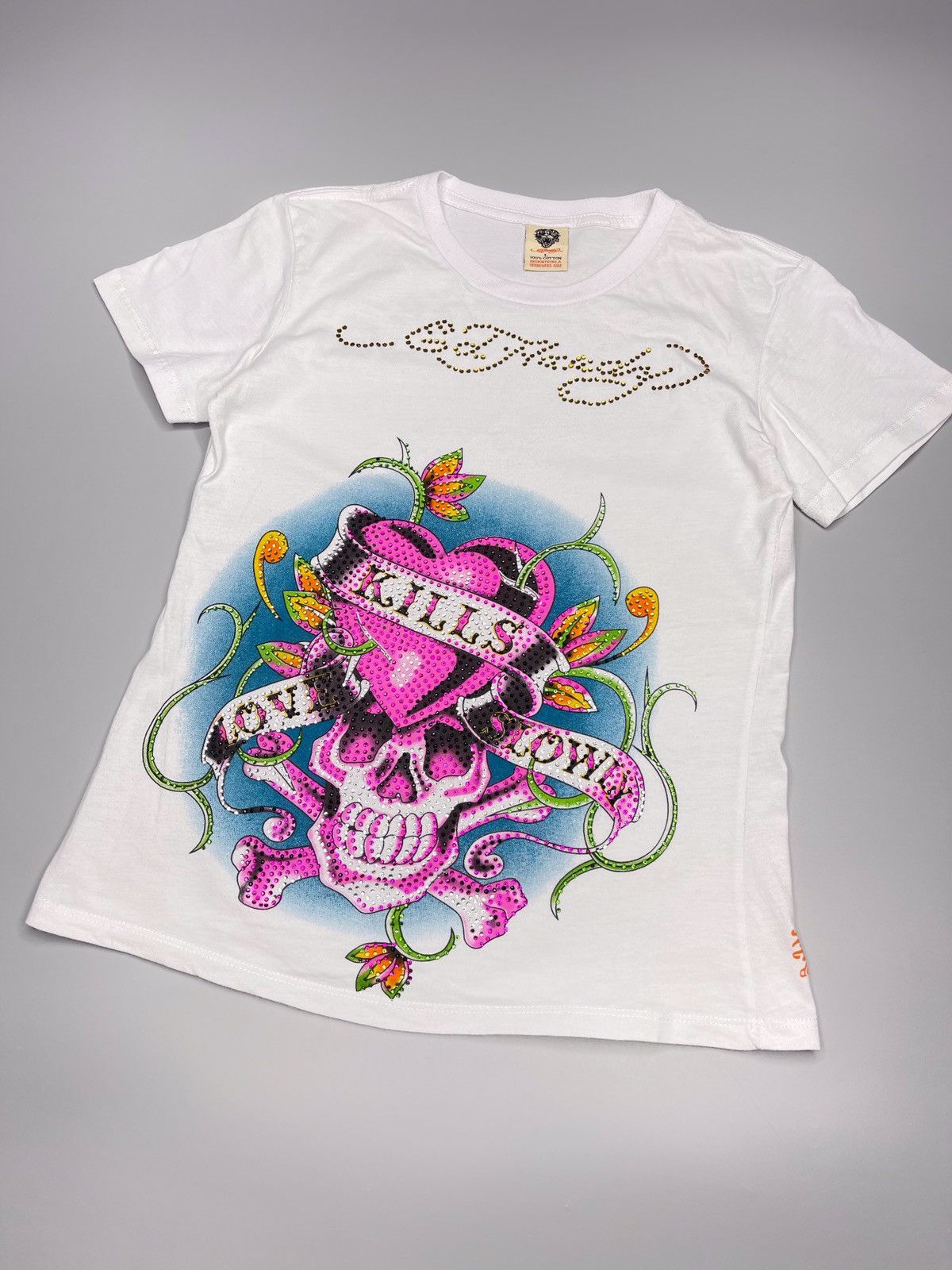 Ed Hardy × Vintage Vintage Y2k Ed Hardy Love Kills Slowly Tee Skull Size S / US 4 / IT 40 - 2 Thumbnail