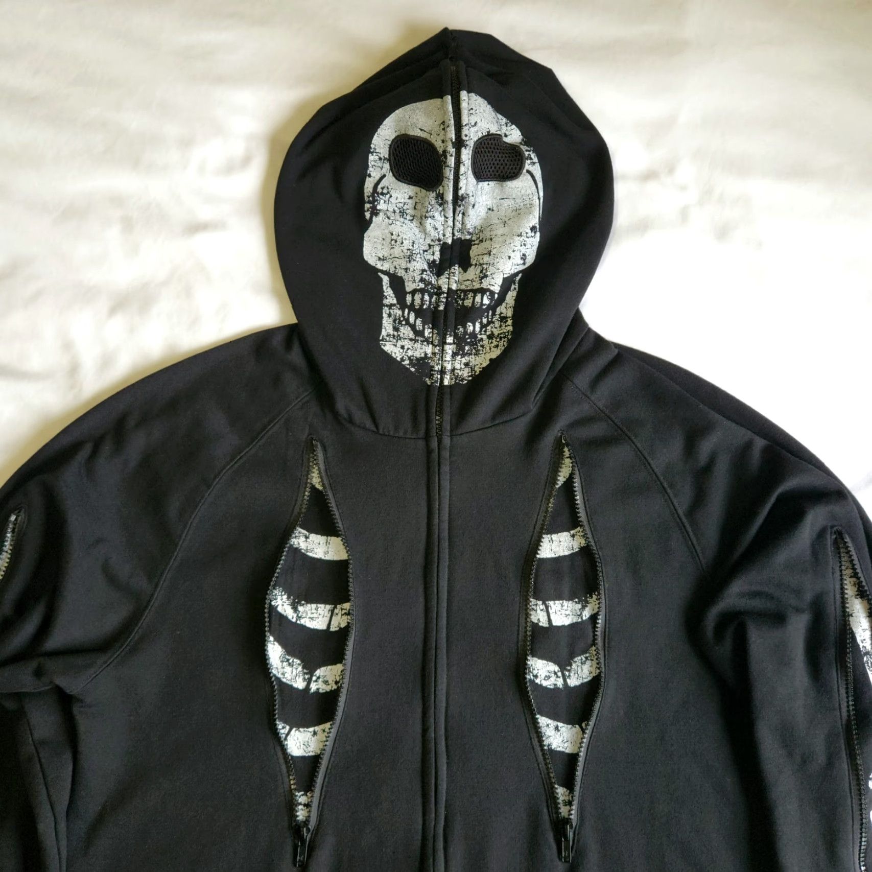 Vintage Rude XXX Black Large Skeleton Skull Death Gothic Grunge Full Zip Hoodie Jacket Mens Size L Size US L / EU 52-54 / 3 - 2 Thumbnail