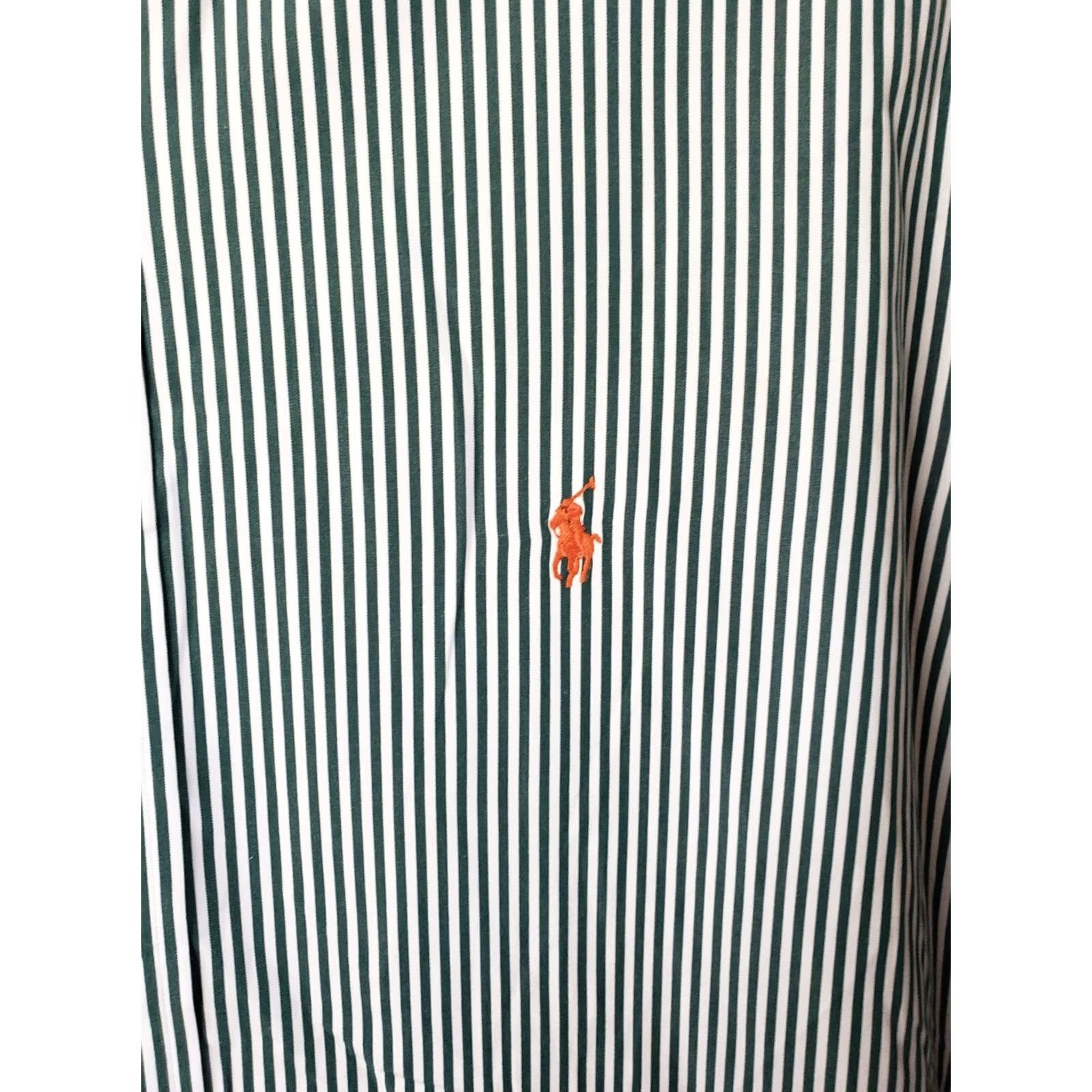 Ralph Lauren Ralph Lauren Custom Fit Shirt Mens XL Green White Stripe Long Sleeve Button-Up Size US XL / EU 56 / 4 - 4 Thumbnail