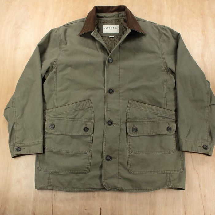 Orvis ORVIS quilt lined green canvas barn chore coat LARGE quilted ...