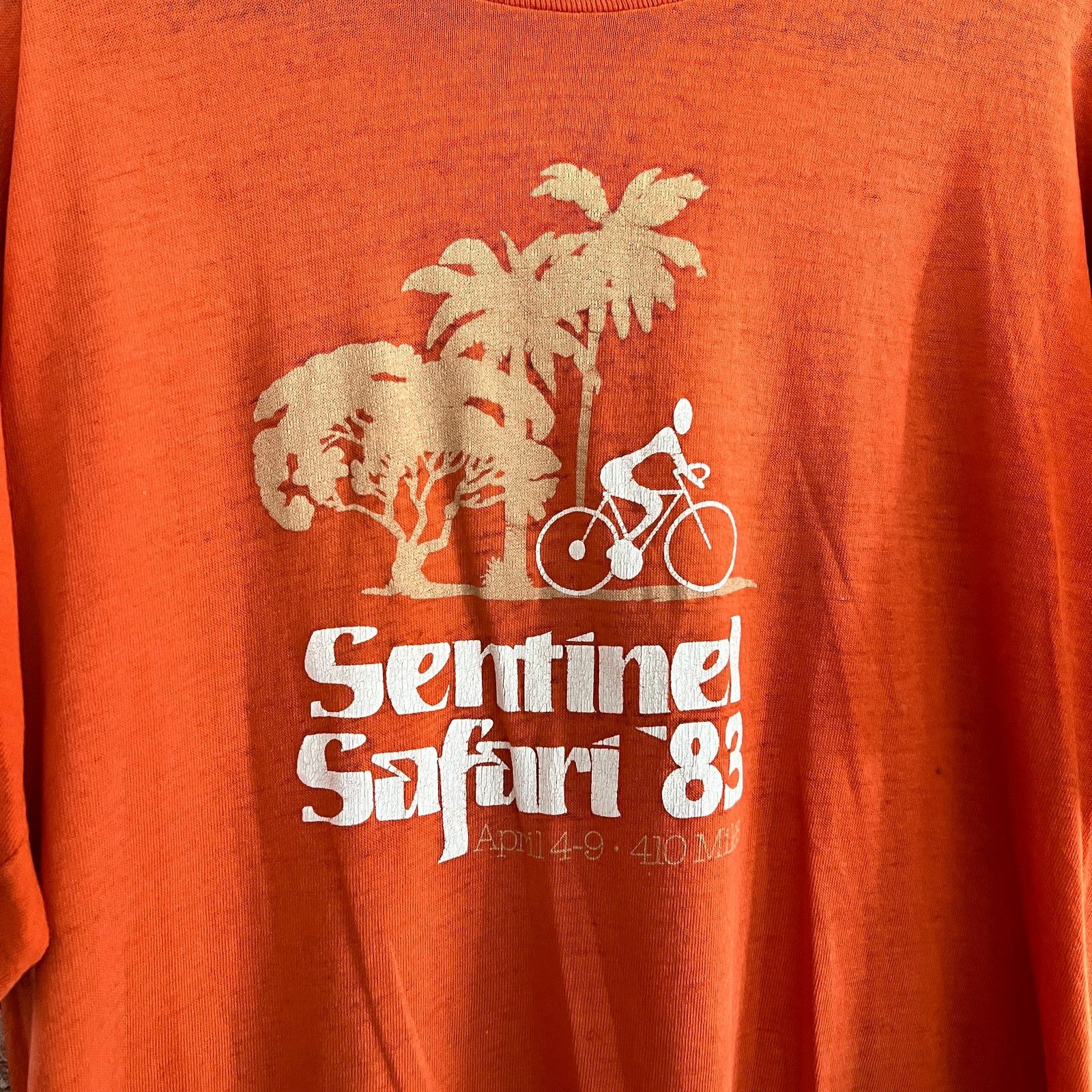 Vintage VTG 80s Sentinel Safari Cycling Paper Thin T-Shirt L 22x27 Size US L / EU 52-54 / 3 - 6 Thumbnail