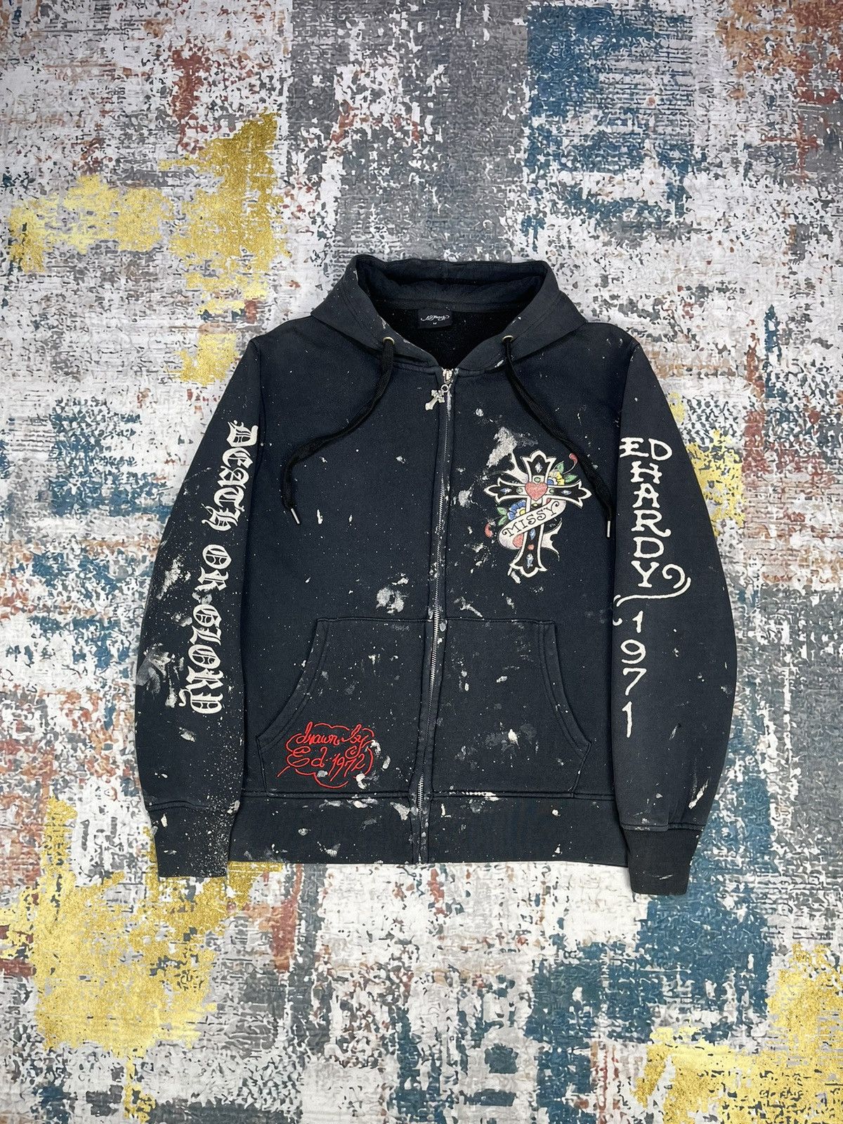 Vintage ED HARDY Missy Full Print Skull & Cross