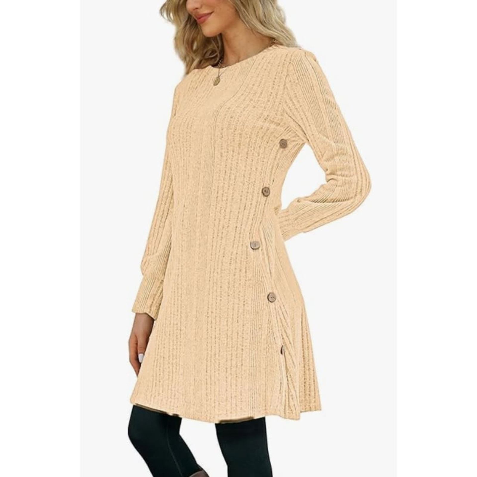The Unbranded Brand Women's Dress Long Sleeve Tunic, Crew Neck, L Size L / US 10 / IT 46 - 4 Thumbnail