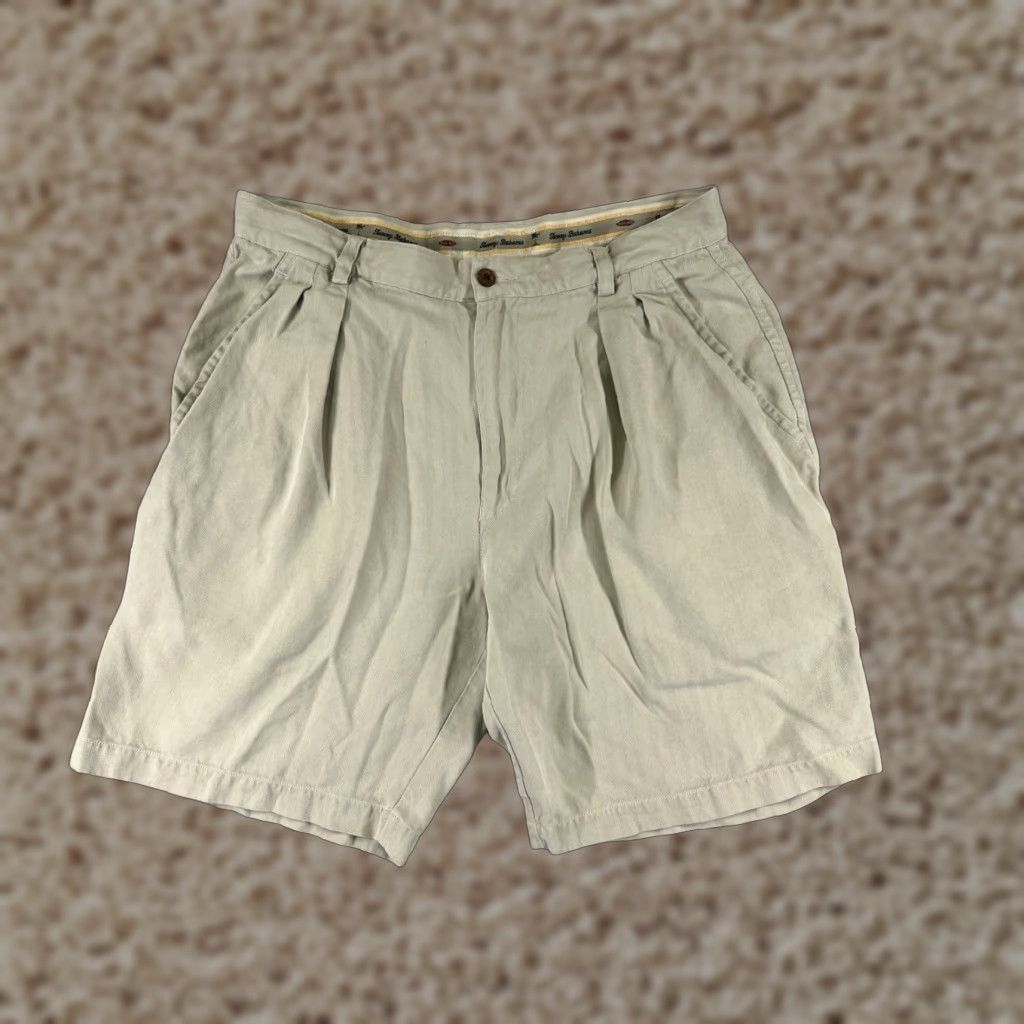 Tommy Bahama Tommy Bahama Shorts Men Bermuda Beige Pleated Silk Herringbone 34 Casual Pockets Size US 34 / EU 50 - 1 Thumbnail