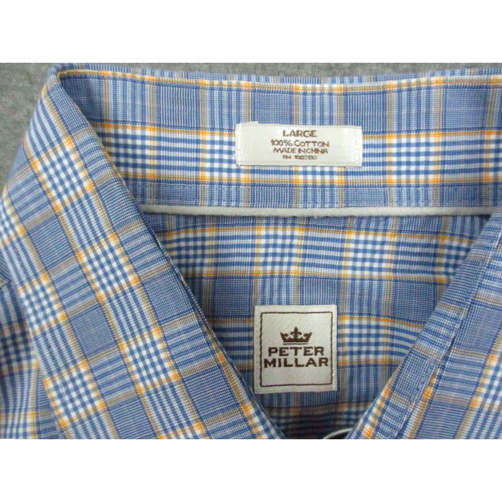 Peter Millar Peter Millar Shirt Large Mens Button Up Plaid White Blue Long Sleeve Size US L / EU 52-54 / 3 - 4 Thumbnail