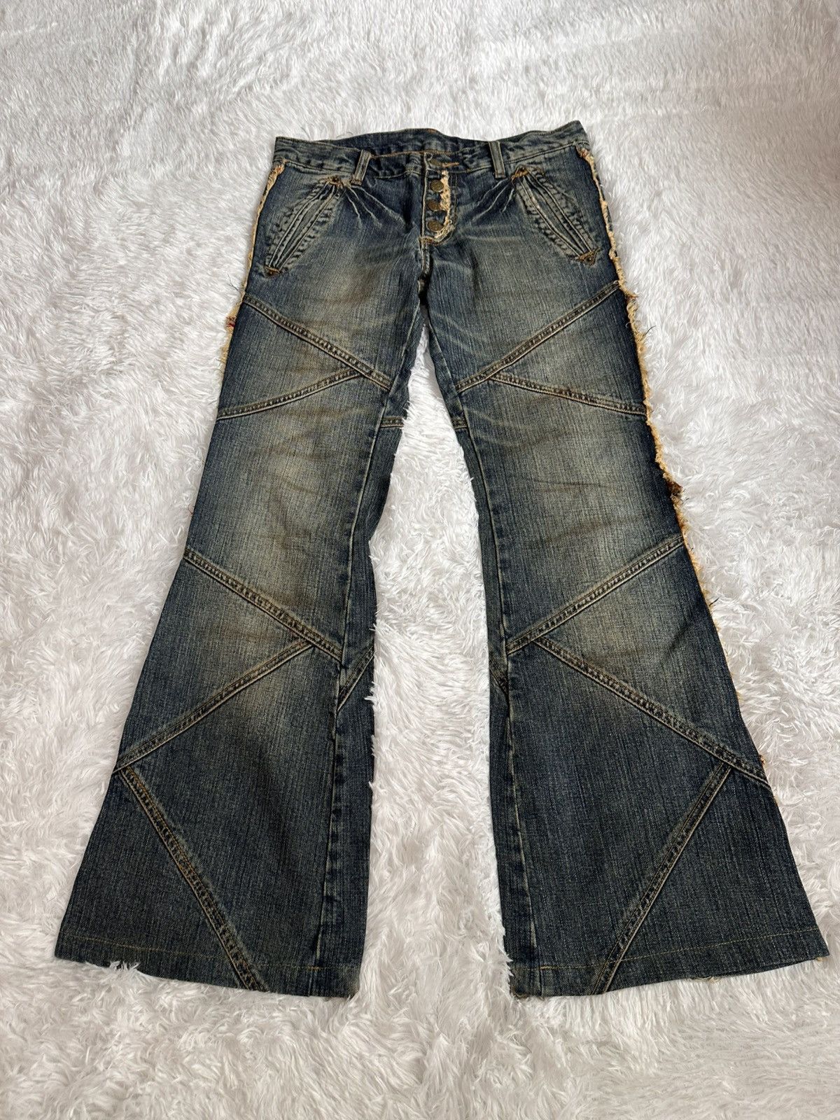 Tornado Mart Tornado Mart Side Fur Flare Denim Jeans Size US 31 - 1 Thumbnail