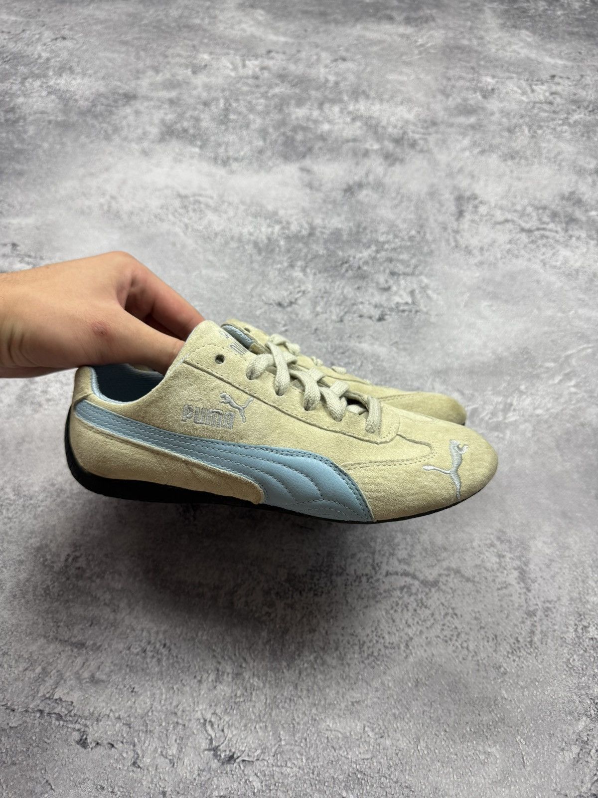 Puma Vintage Y2K Puma Speedcat Low Top Suede Beige/Blue Sneakers Size US 7 / IT 37 - 10 Thumbnail