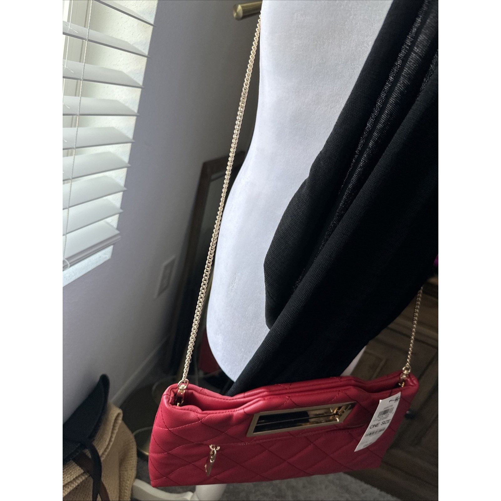I.N.C INC Juditth Red quilted clutch shoulder bag NWT New $60 Size ONE SIZE - 4 Thumbnail