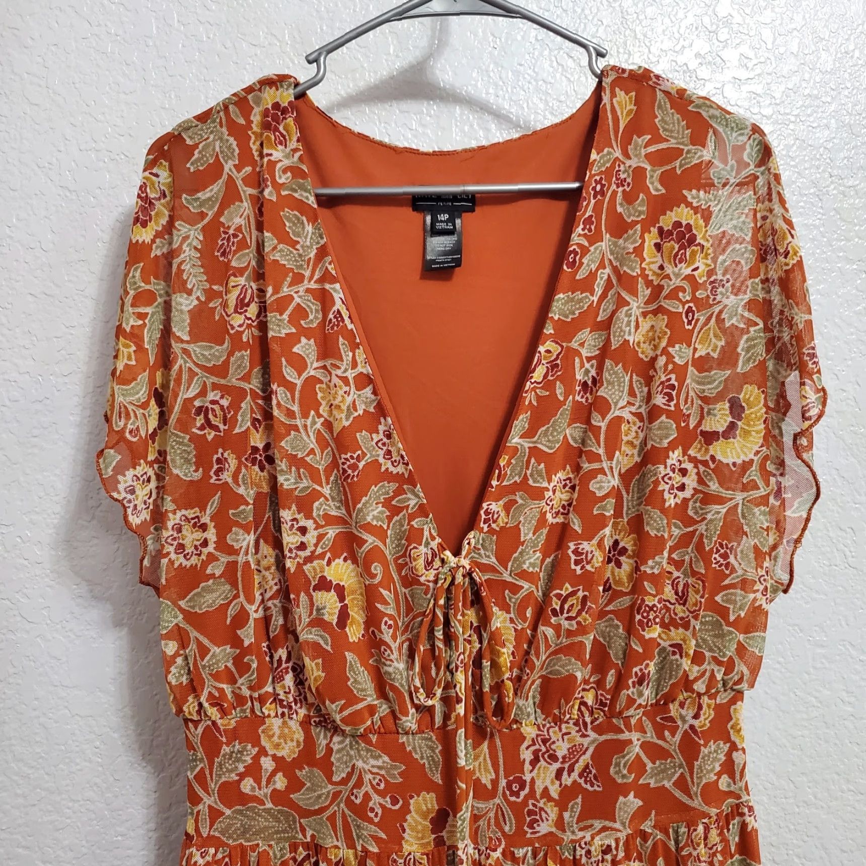 Vintage VINTAGE Kate & Lily Dress Women 14P Orange Floral Maxi Tiered Flowy Western Boho Size XL / US 12-14 / IT 48-50 - 4 Thumbnail