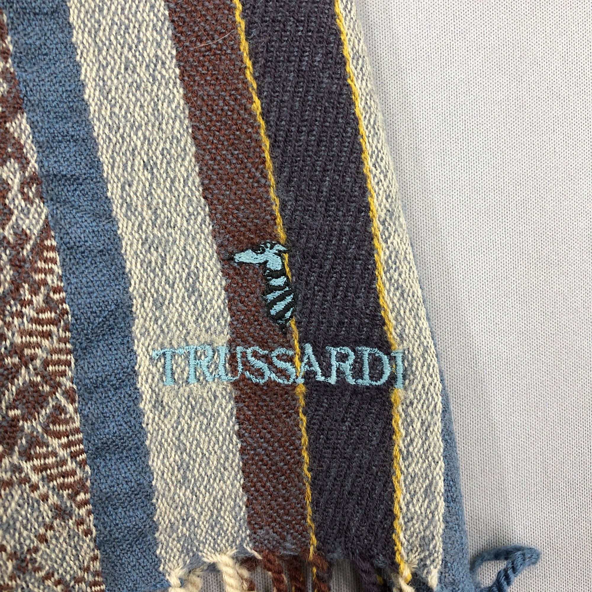 Trussardi Vintage Trussardi Scarf Muffler Wool Winter Fringe Scarves Size ONE SIZE - 4 Thumbnail
