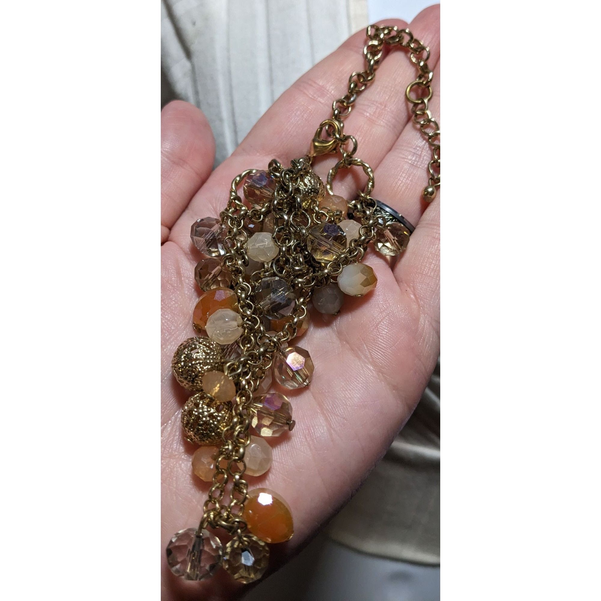 Other Peach And Gold Multilayer Beaded Necklace Size ONE SIZE - 7 Thumbnail