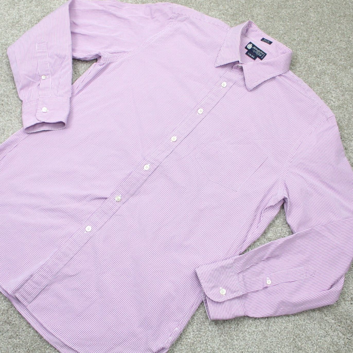 J.Crew J.CREW Shirt Mens Large 16-16 1/2 Pink/White 80s 2 Ply Cotton L/S Check Button-Up Size US L / EU 52-54 / 3 - 3 Thumbnail