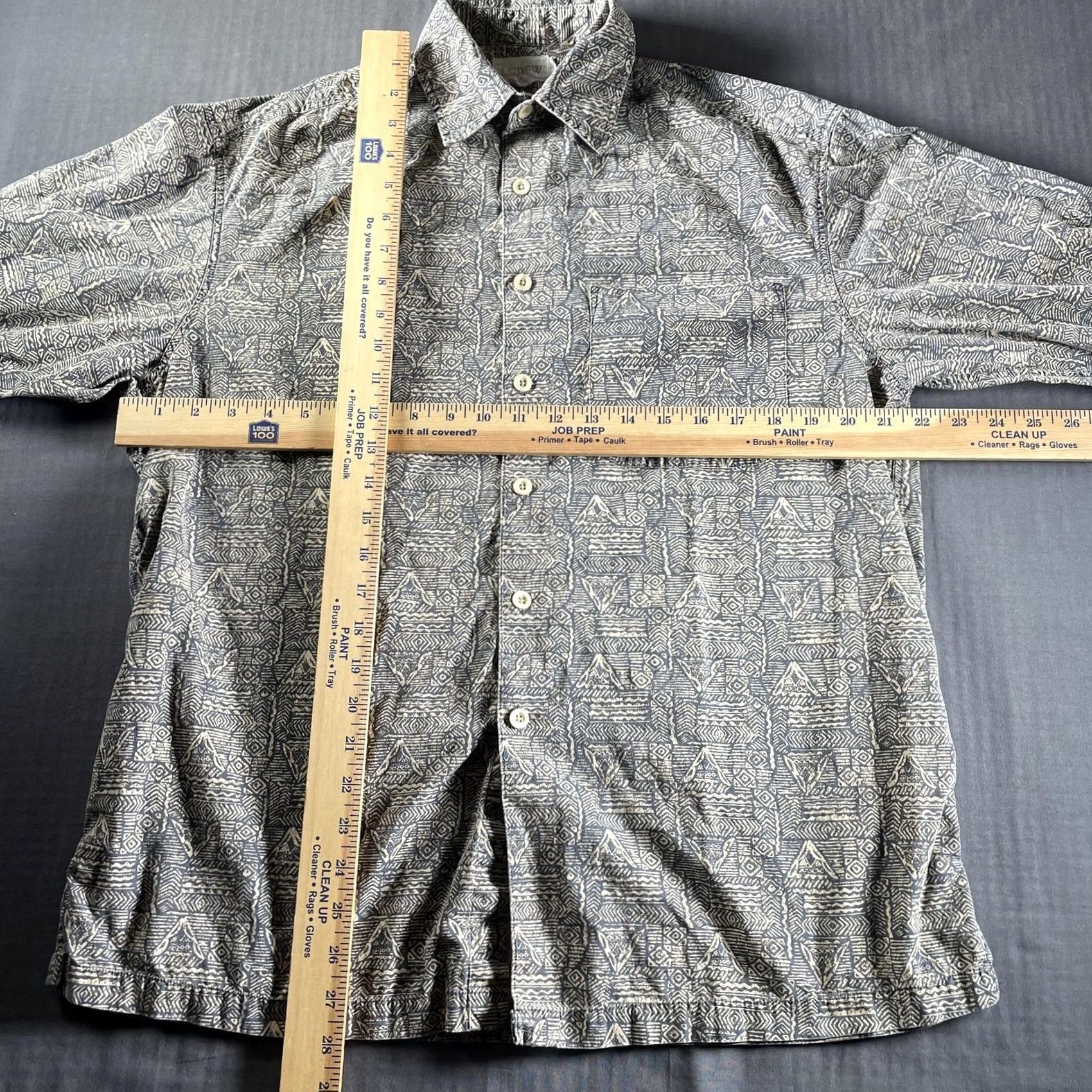 J.Crew J.Crew Shirt Men Small Blue Beige Geometric Print Button-Up Short Sleeve Oarsman Size US S / EU 44-46 / 1 - 5 Thumbnail