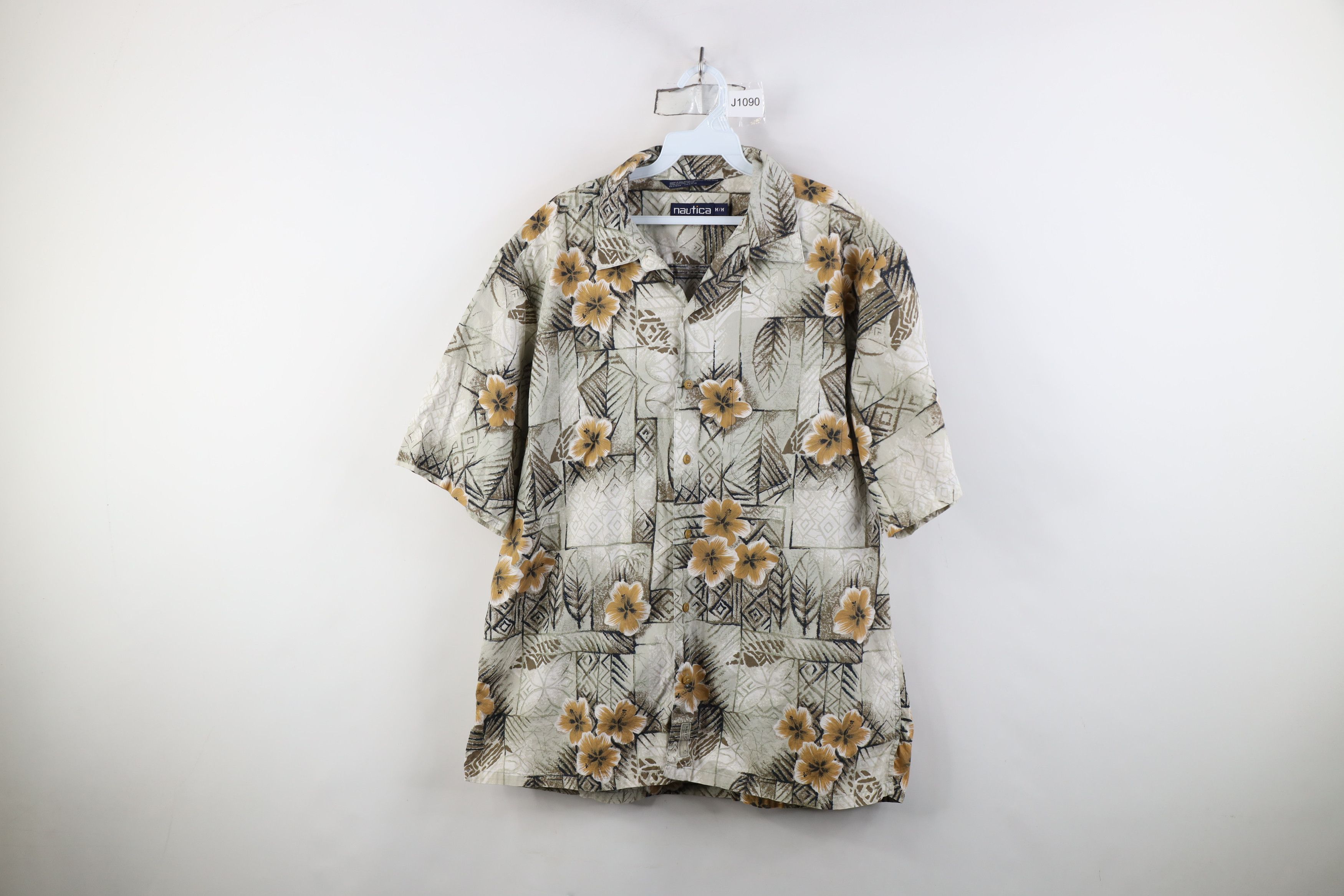 Nautica Vintage 90s Nautica Flower Camp Collar Hawaiian Button Shirt Size US M / EU 48-50 / 2 - 1 Thumbnail
