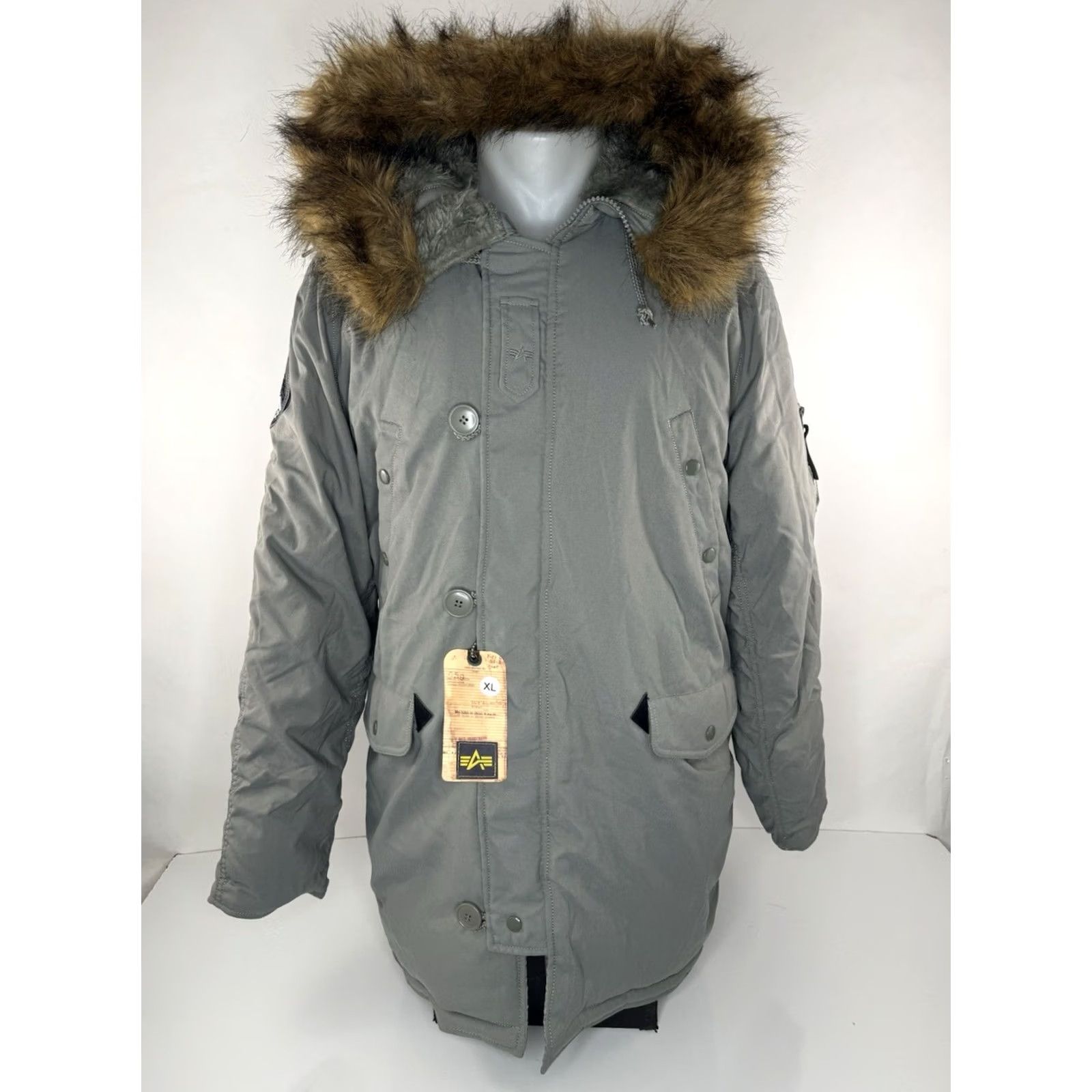 Vintage ALPHA INDUSTRIES Parka XL Military Green New w Tag ALTITUDE Knoxville Patch Fur Collar Coat Mens Size US XL / EU 56 / 4 - 2 Thumbnail