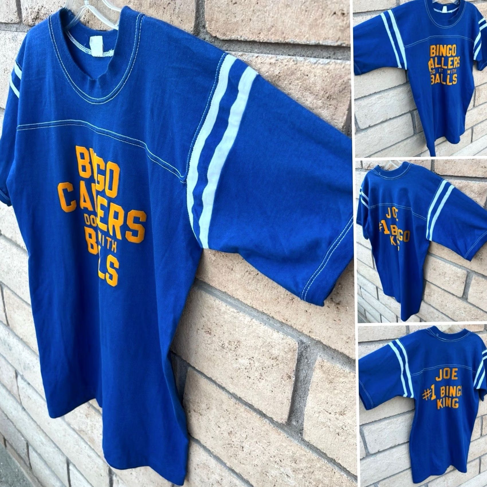 Vintage VINTAGE Bingo Callers Do It With Balls Shirt Joe #1 Bingo King Tee Blue 80s L Mens Player Shirt Size US L / EU 52-54 / 3 - 2 Thumbnail