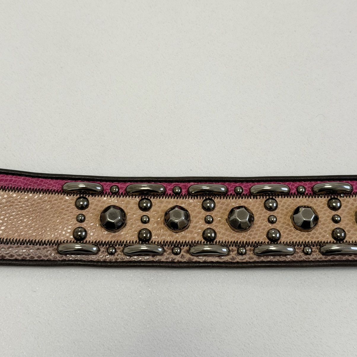 Miu Miu Mid 2000s Studded Snake Print Leather Belt Size ONE SIZE - 10 Thumbnail