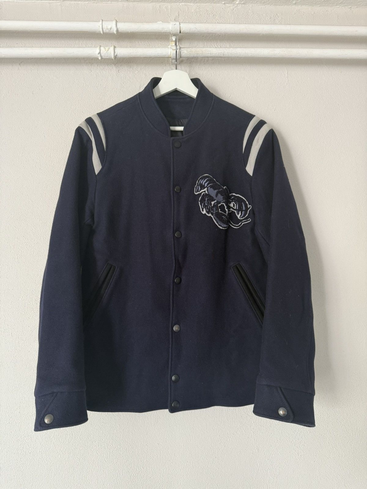 Lanvin Lanvin Navy Wool Varsity Jacket w/ Lobster Patch Size US S / EU 44-46 / 1 - 1 Thumbnail