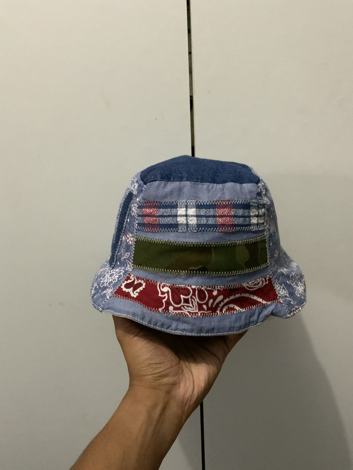If Six Was Nine Waffle Handmade Boro Sashiko Patchwork Hat Size ONE SIZE - 2 Thumbnail