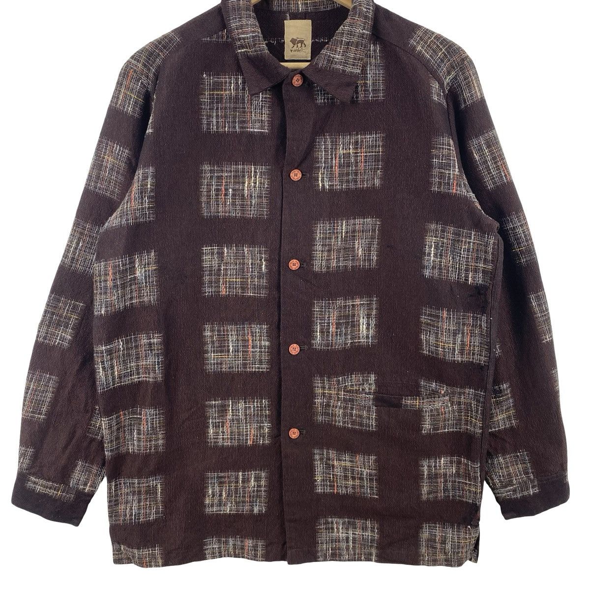 Norbit Vintage NORBIT Textured Plaid Patchwork Button Up Shirt Size US M / EU 48-50 / 2 - 7 Thumbnail