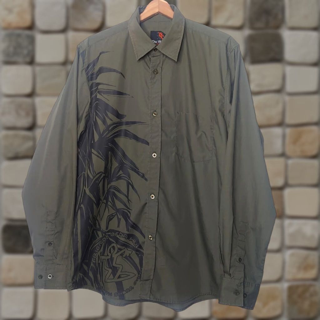 Olive Da Hui Hawaii Shirt Long Sleeve M Olive Button-Up Collar Casual Travel Size US M / EU 48-50 / 2 - 1 Thumbnail