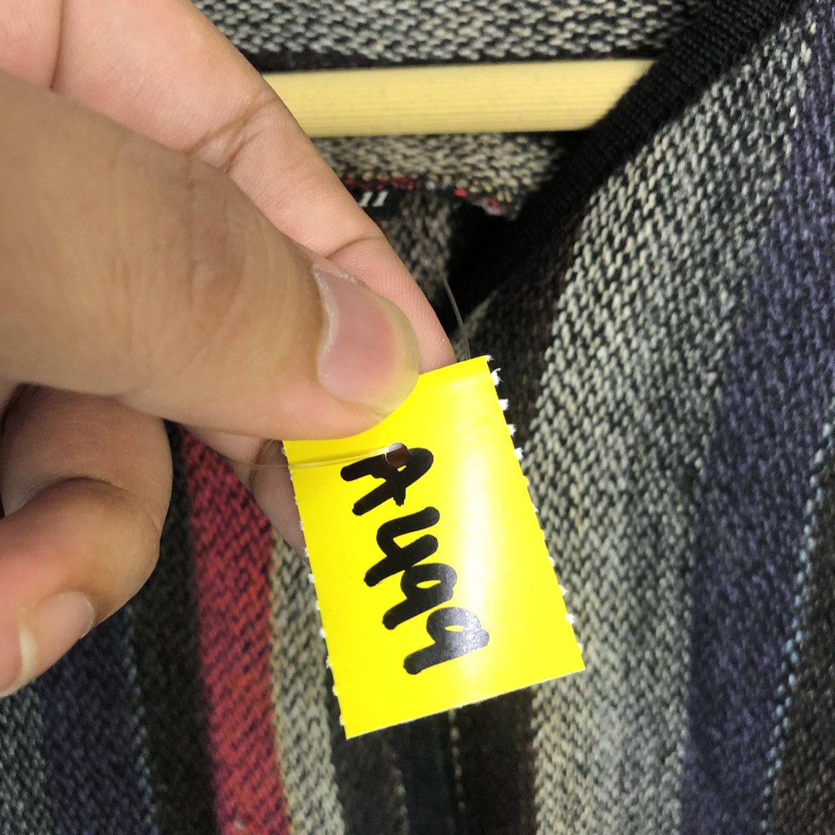 Homespun Knitwear Japan cardigan Red black stripe Knitwear #A499 Size L / US 10 / IT 46 - 10 Thumbnail