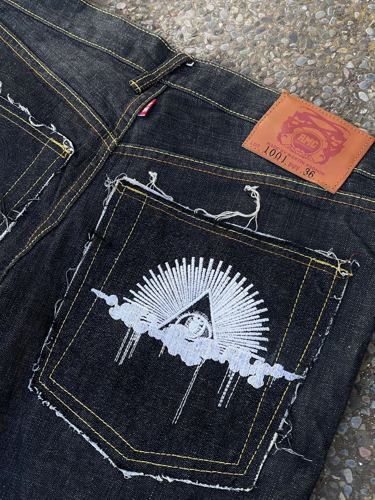 Evisu × Japanese Brand × RMC Jeans Red Monkey Company Distressed Raw Selvedge Denim Size US 36 / EU 52 - 2 Thumbnail