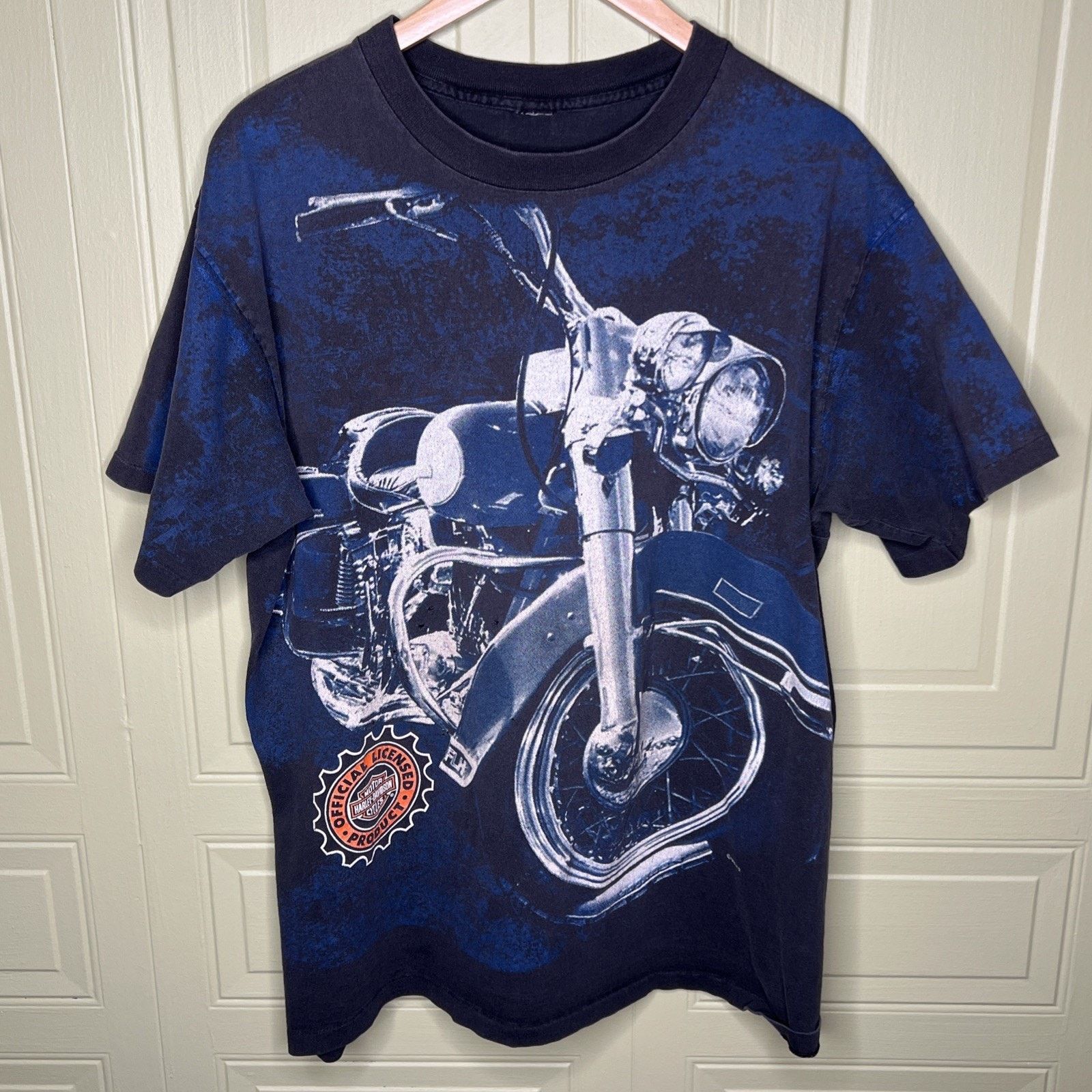 Harley Davidson VTG Harley-Davidson Bike AOP Black Single Stitch Shirt 1996 Size US L / EU 52-54 / 3 - 1 Thumbnail