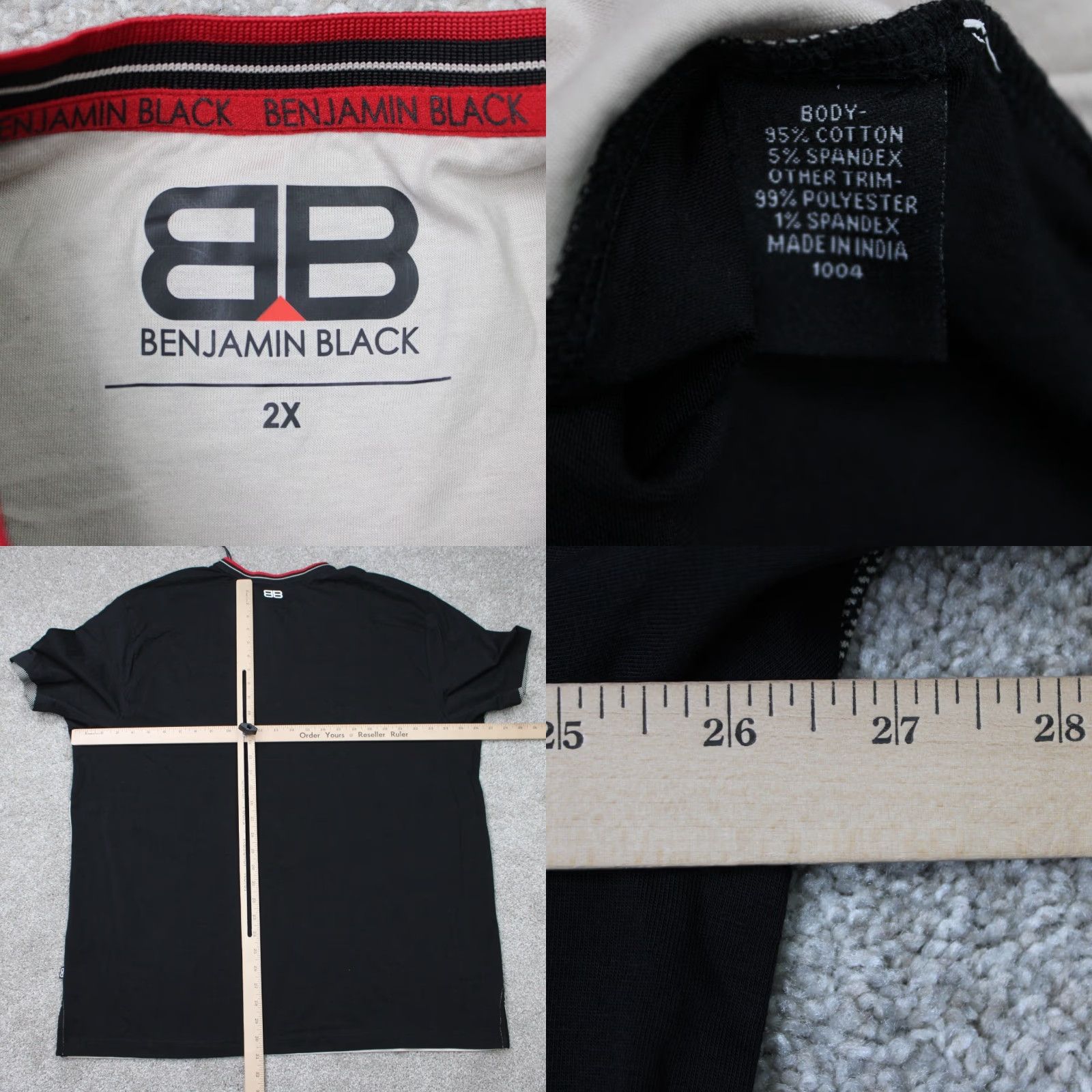 Vintage Benjamin Black Shirt Mens 2XL Black/White NWT 1/4 Zip Cotton Stretch Short Sleeve Crew Neck 90s Logo Size US XXL / EU 58 / 5 - 8 Thumbnail