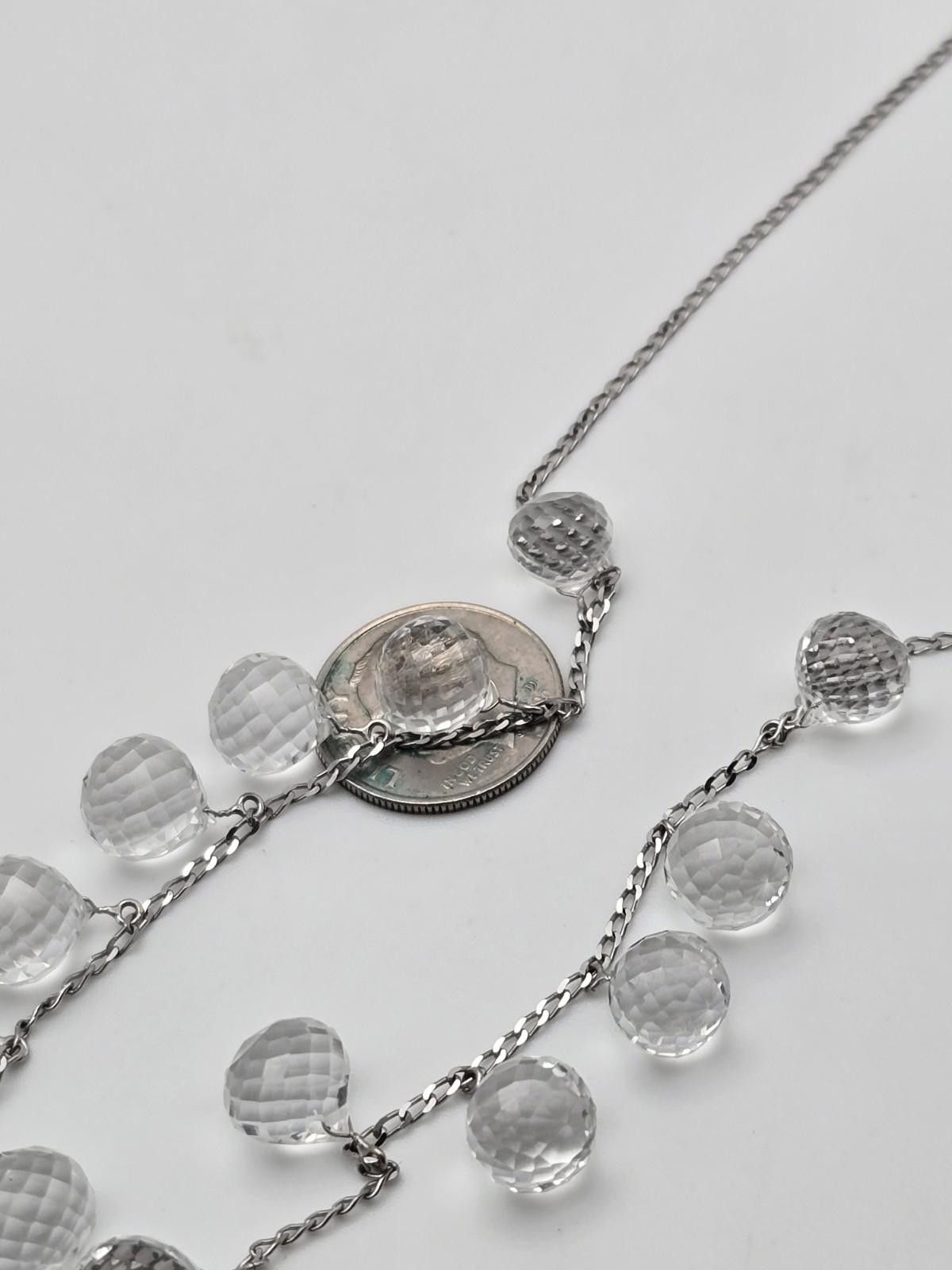 The Unbranded Brand 10K White Gold Necklace 56 ct Natural White Topaz Briolettes Size ONE SIZE - 5 Thumbnail