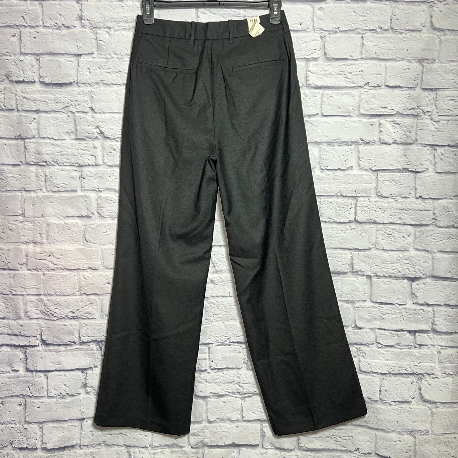 American Eagle Outfitters American Eagle AE77 Wool Blend Pleated Wide Leg Pant Black 6 Size 28" / US 6 / IT 42 - 2 Thumbnail