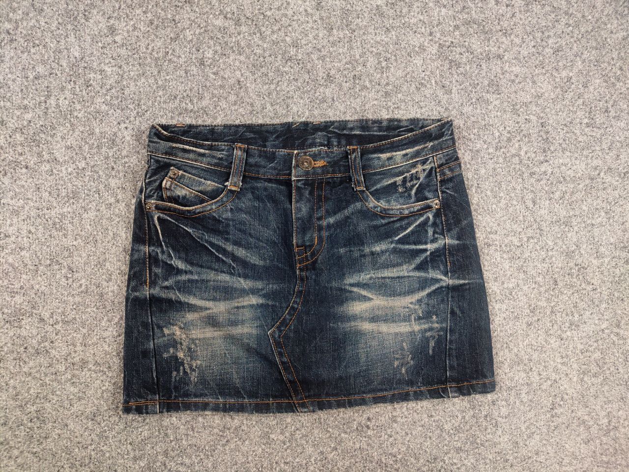 Japanese Brand Vintage Opium Y2K Bondage Distressed Washed Denim Mini Skirt Size 28" / US 6 / IT 42 - 6 Thumbnail