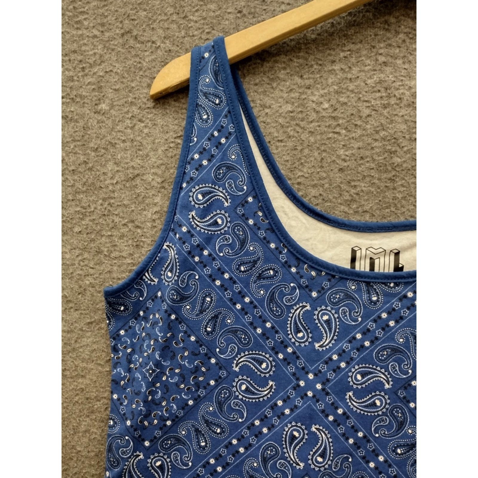 Vintage Isaac Morris Cotton Blend Bodysuit Sleeveless Women's XXL Blue Paisley Bandana Size XXL / US 16-18 / IT 52-54 - 7 Thumbnail