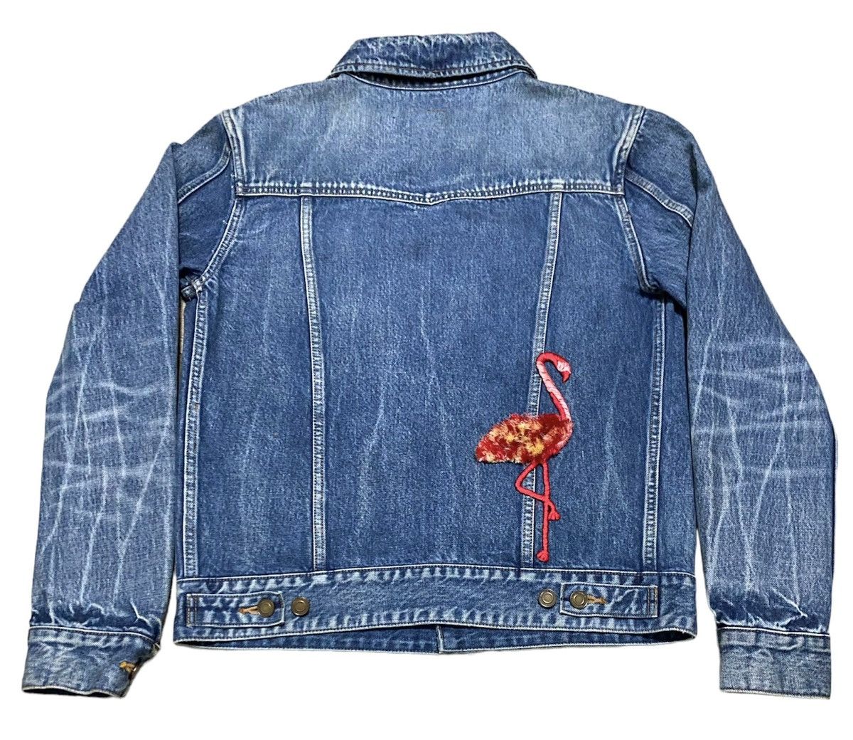 Saint Laurent Paris FW17 Saint Laurent Flamingo Embroidered Trucker Denim Jacket Size US M / EU 48-50 / 2 - 2 Thumbnail