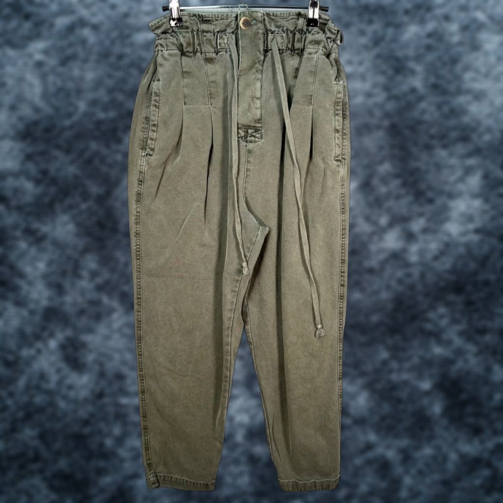 Free People Free People Womens Small High-Waisted Olive Green Paperbag Pants w/ Waist Tie Size 28" / US 6 / IT 42 - 1 Thumbnail