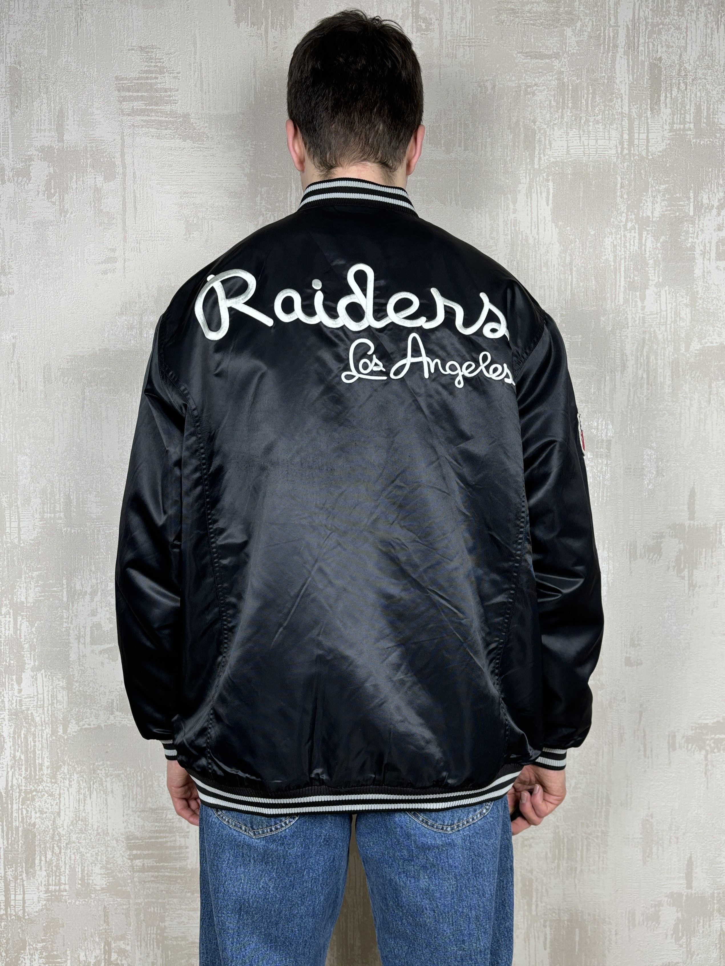 NFL × Reebok Vintage Raiders Reebok NFL Satin Bomber Jacket Size US XXL / EU 58 / 5 - 13 Thumbnail