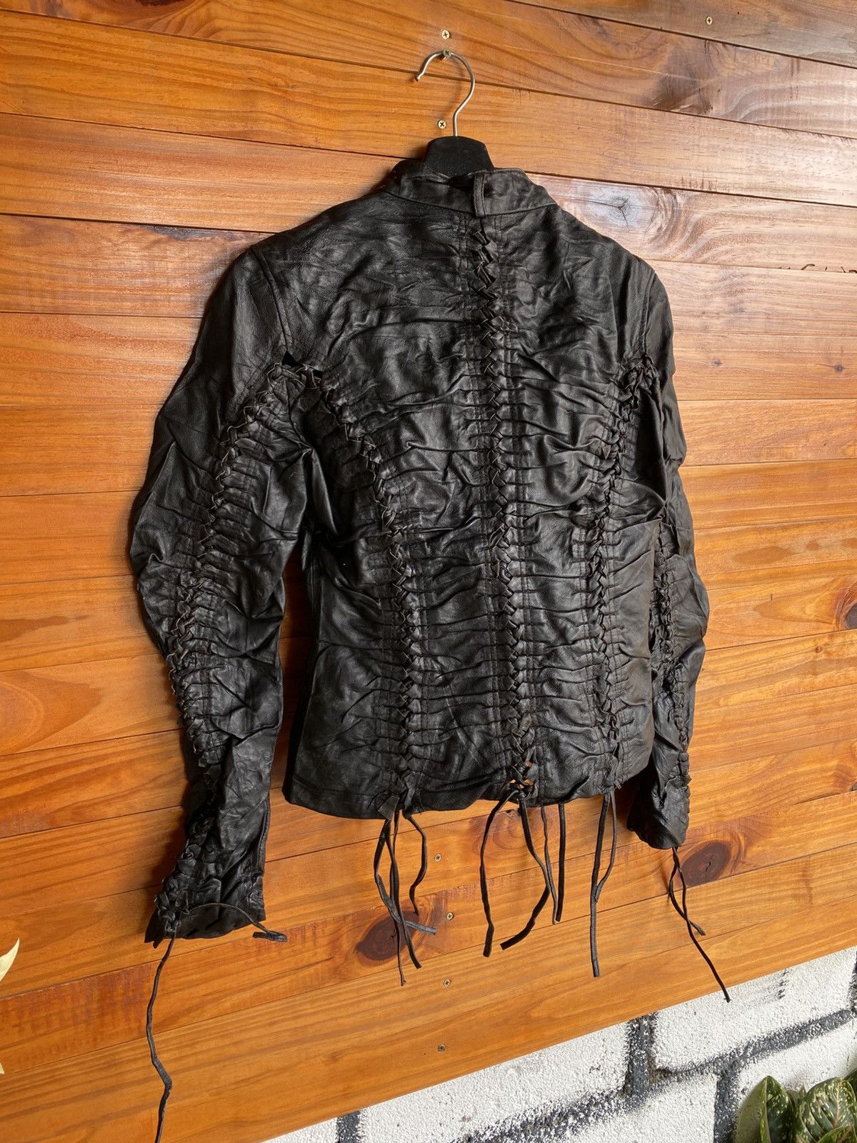 Genuine Leather Tilt Jeans Black Leather Lace-Up Corset Jacket Gothic Style Size S / US 4 / IT 40 - 11 Thumbnail