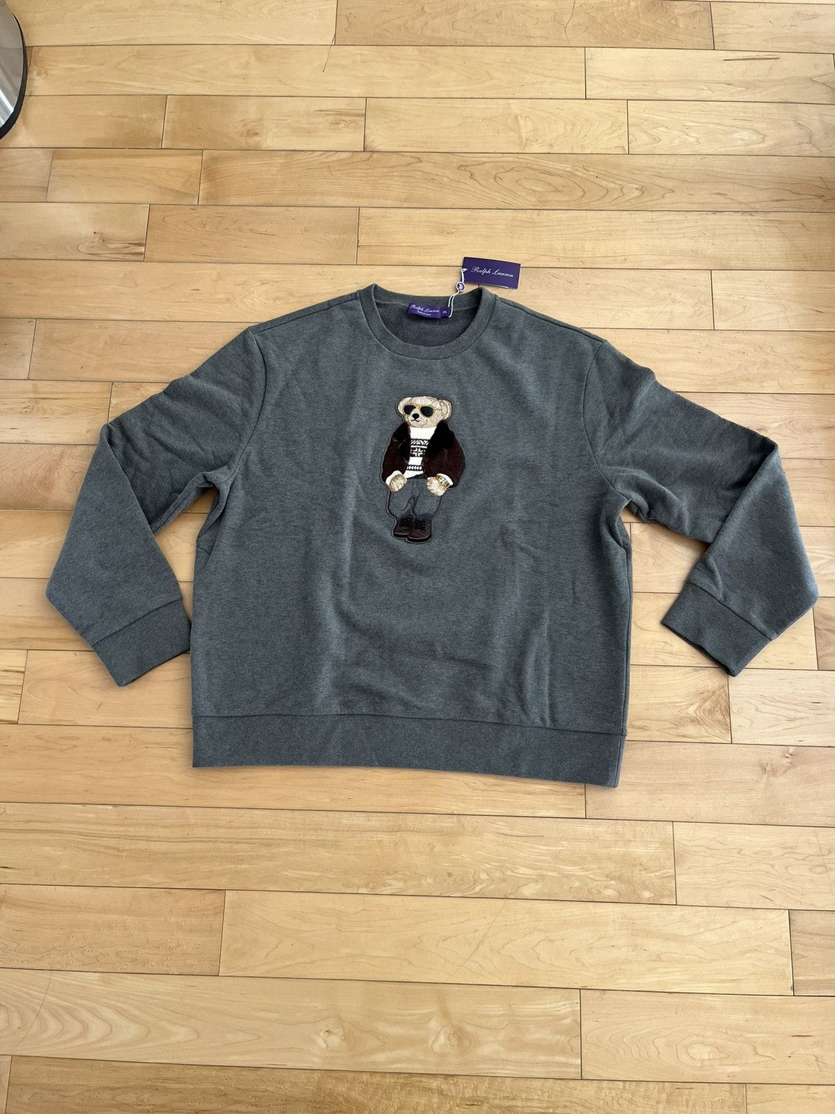 image of Ralph Lauren Purple Label NWT - Ralph Laurent Purple Label Aviator Bear Sweater in Grey (Size 2XL)