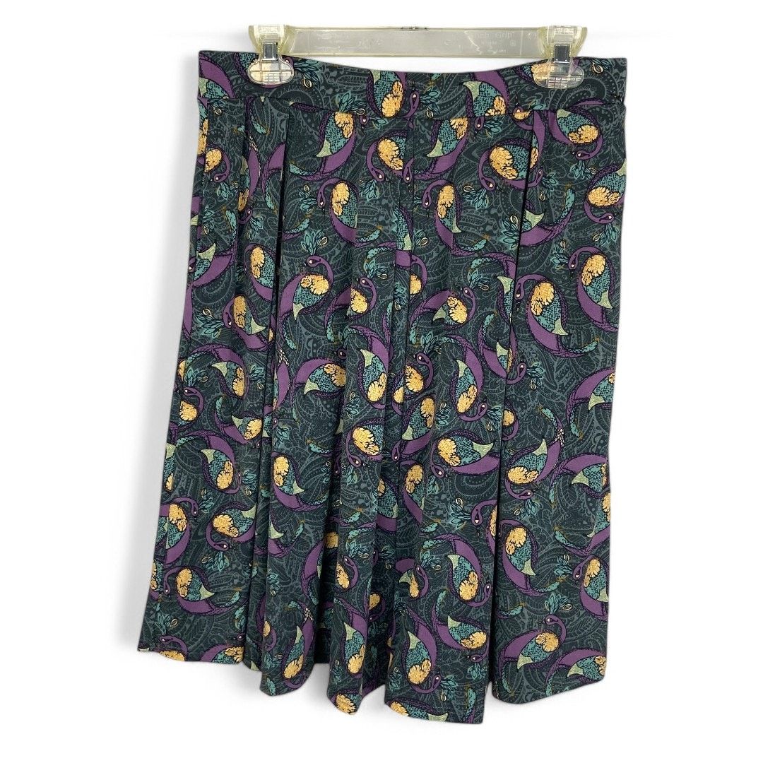 Other LuLaRoe Madison Skirt Purple Peacock Print Womens Large Size 31" - 5 Thumbnail