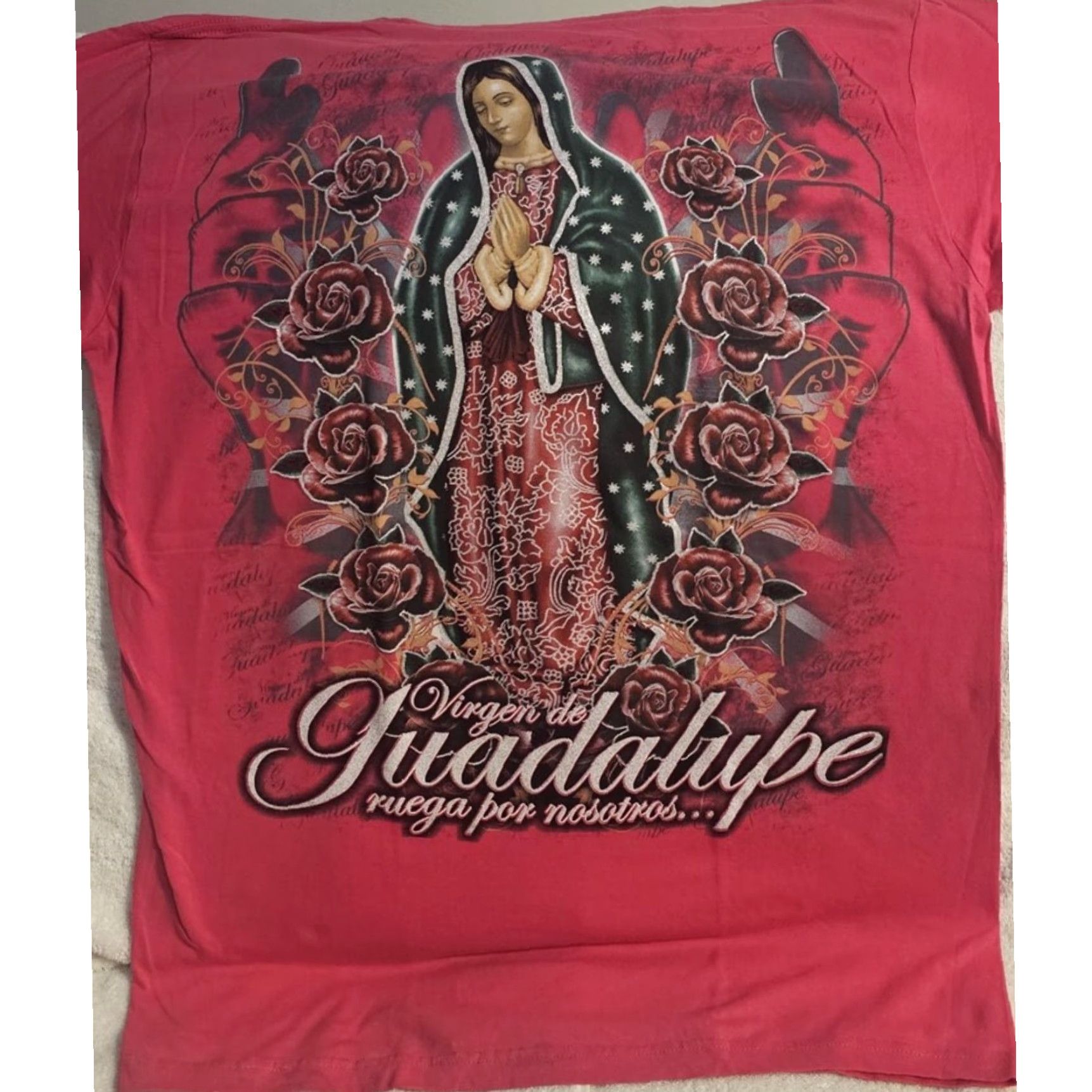 Vintage Virgin Mary Guadalupe Rose Women's T Shirt Extra Large XL Size US XL / EU 56 / 4 - 2 Thumbnail