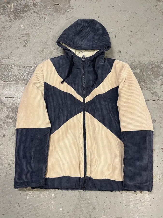 Daniele Alessandrini 2000s Daniele Alessandrini Blue & Cream Velvet Hooded Jacket Size US L / EU 52-54 / 3 - 4 Thumbnail